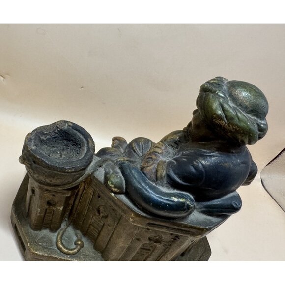Antique 1880s Cast Iron Orientalist Inkwell Seated Man Turban Desk Figure! - Picture 7 of 9